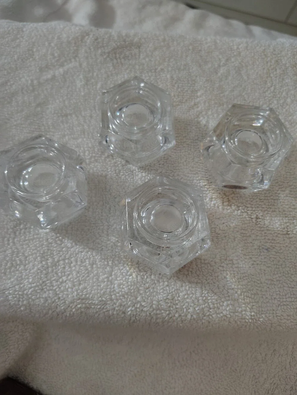 St George 24 Fine Lead Crystal Hexagon Designed Stakable Taper Candle Holders 4